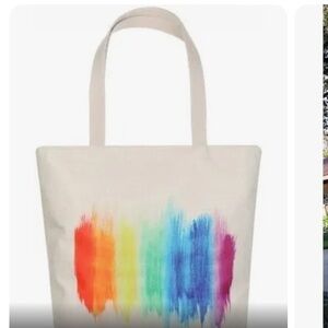 A&O Women’s Rainbow Watercolor Canvas Tote Bag